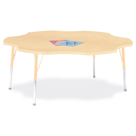 Jonti-Craft Berries Six Leaf Activity Table, 60 in., A-height, Maple/Maple/Camel 6458JCA251
